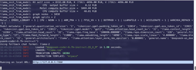 Screenshot of local web UI interface for Oobabooga